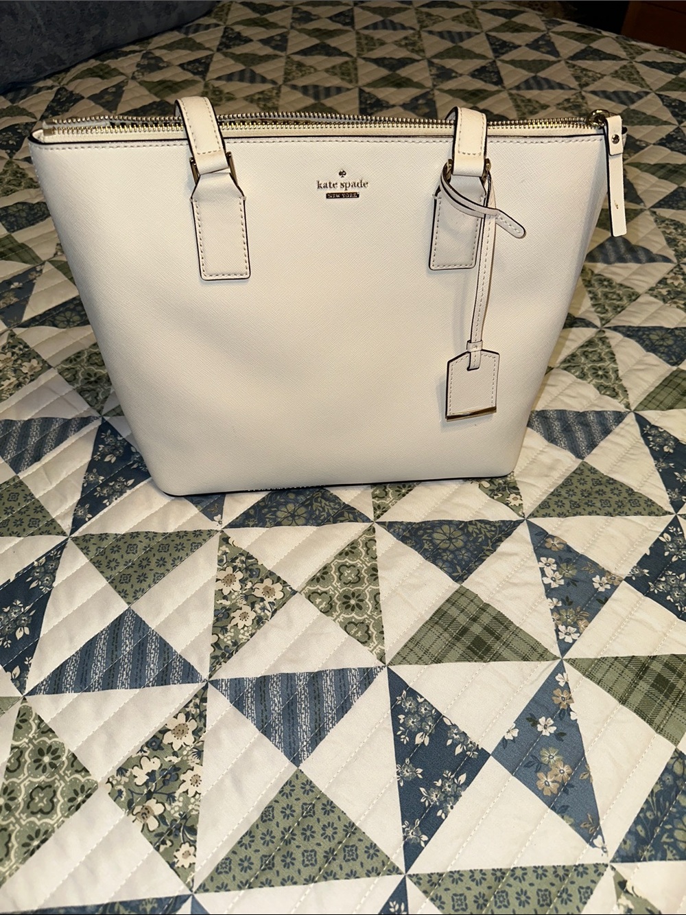 kate spade Leather Tote in Light Cream